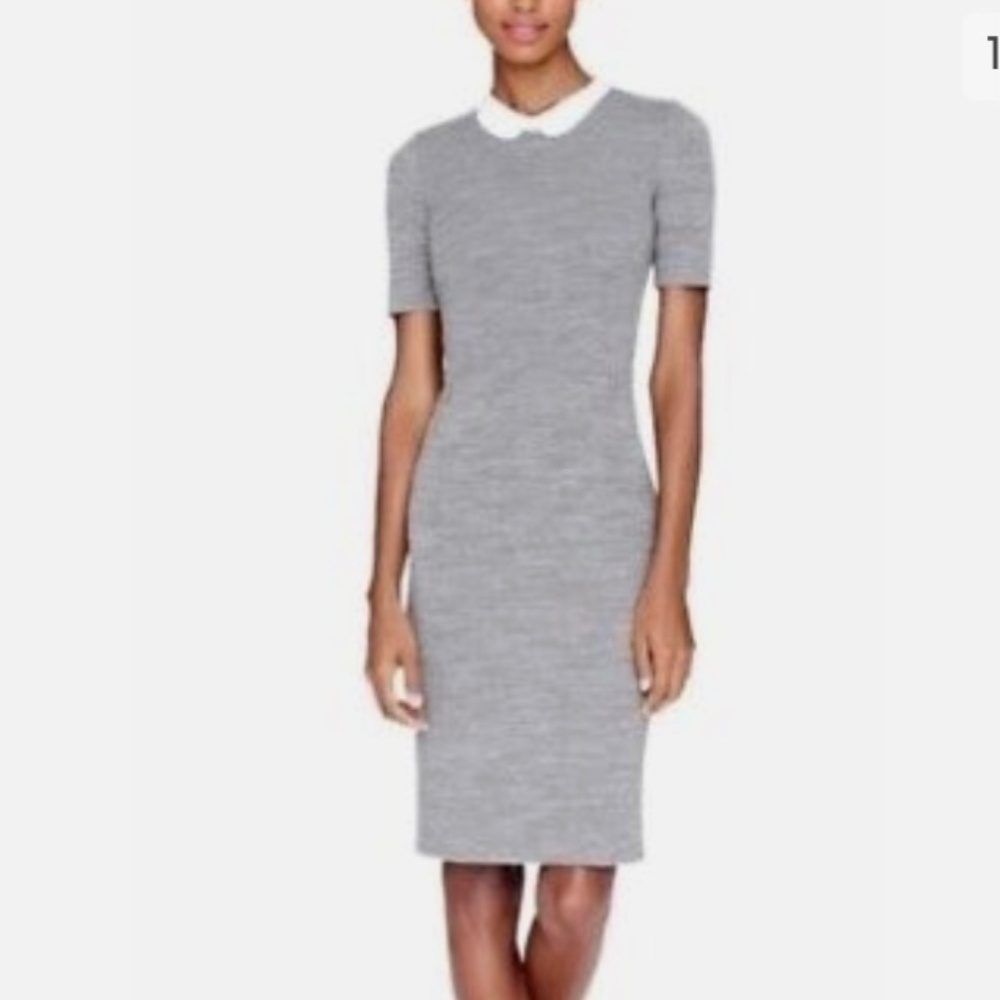 Jcrew Peter Pan collar wool dress gray 2